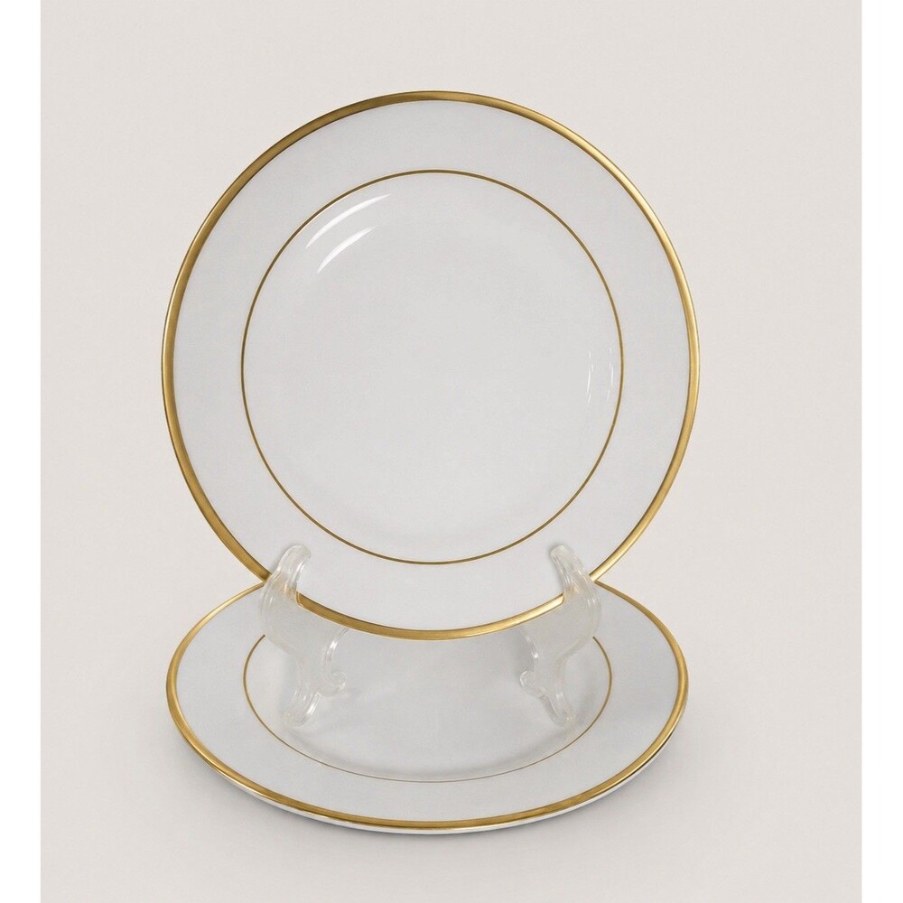 Gibson Everyday China White with Gold Trim Salad Plates 7 5/8" Set Of 2